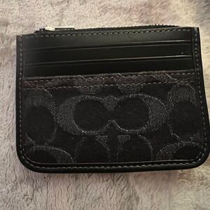 Coach card case EUC silver trim